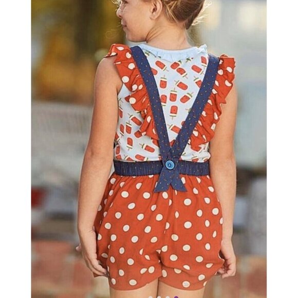 Matilda Jane Magical Day Red Polka Dot Romper Shortalls Overalls Size 2T - Picture 3 of 11
